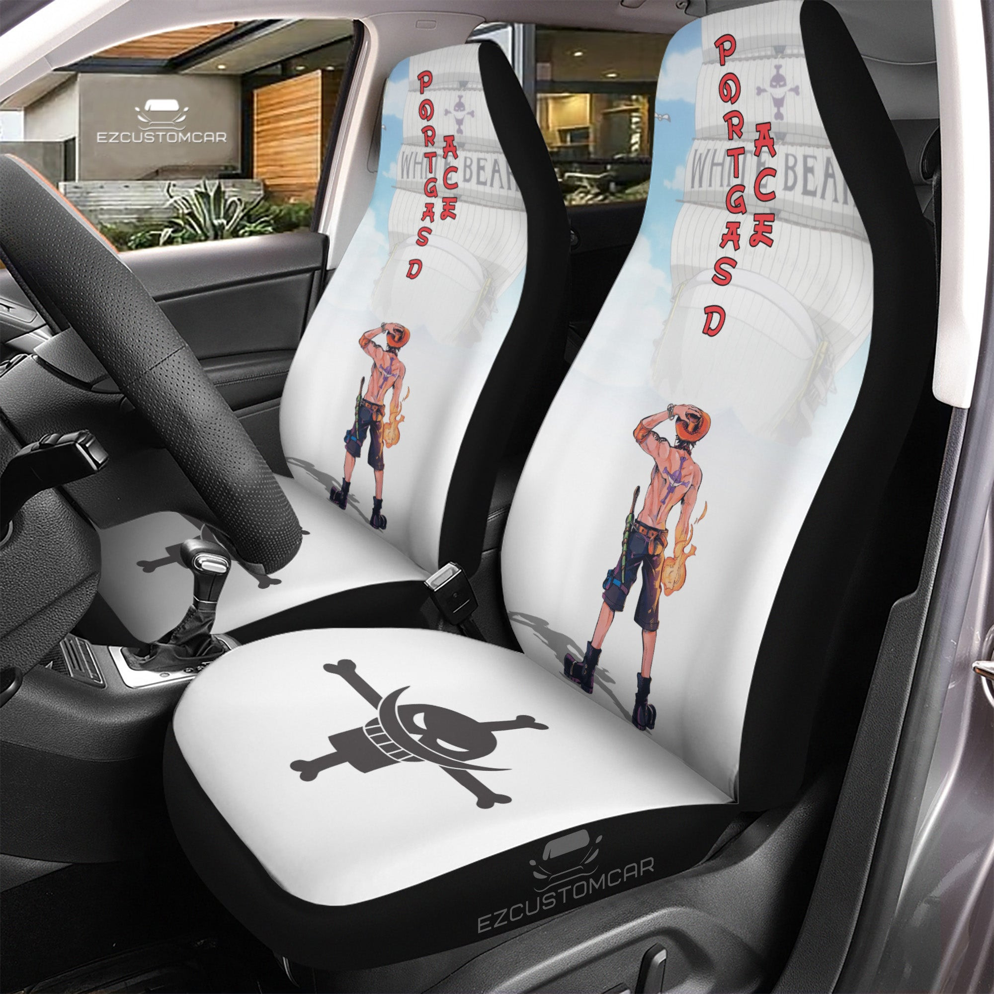 Portgas D Ace Car Seat Covers Custom for One Piece Anime Car Decor