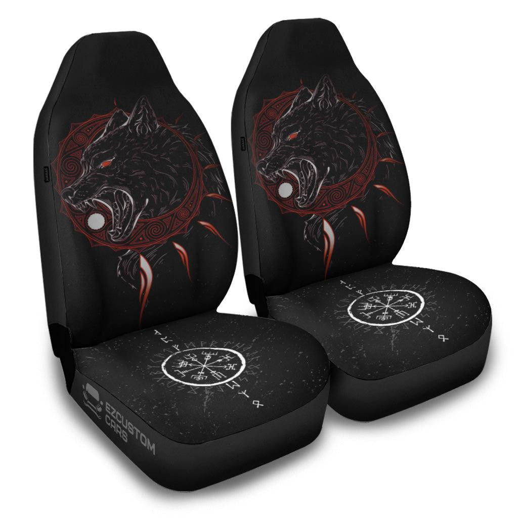 Red Eyed Wolf Car Seat Covers Custom Wolf Print Car Accessories