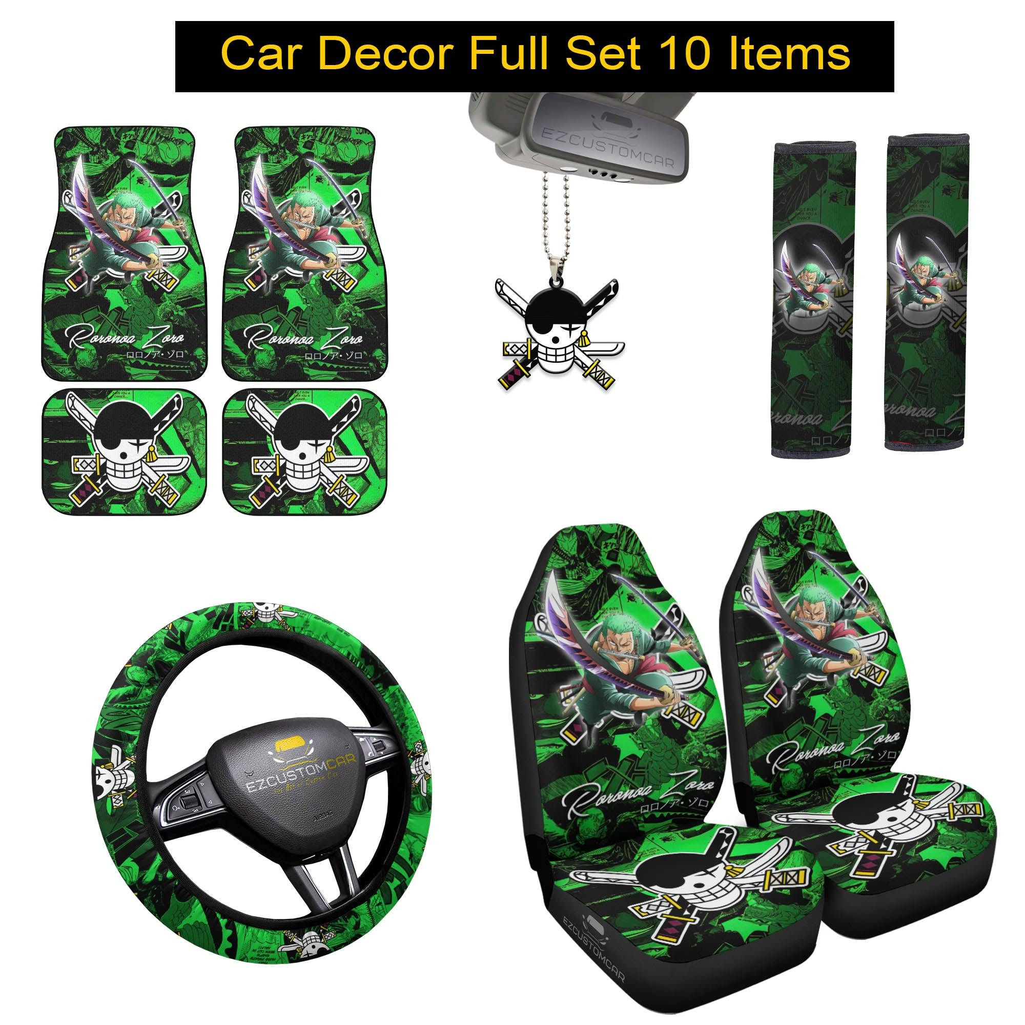 Roronoa Zoro One Piece Car Mats x Car Seat Covers Set Anime Car Decoration Roronoa Zoro One Piece Car Mats x Car Seat Covers Set Anime Car Decoration