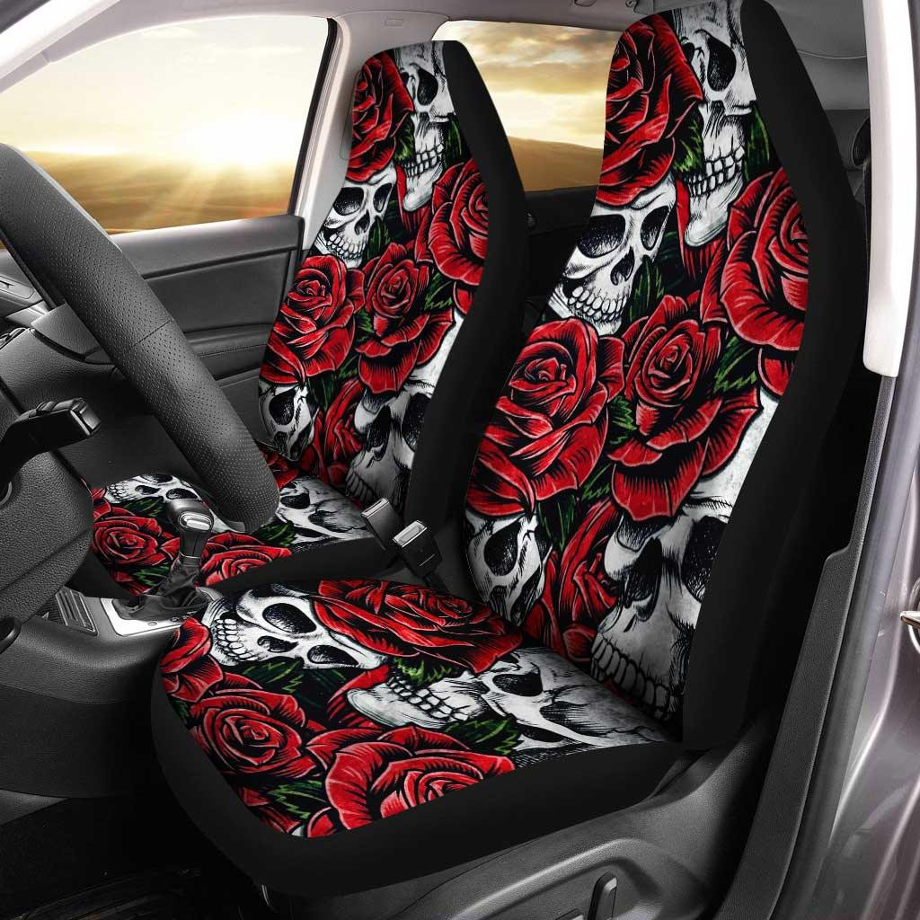 Rose And Skull Custom Car Seat Covers
