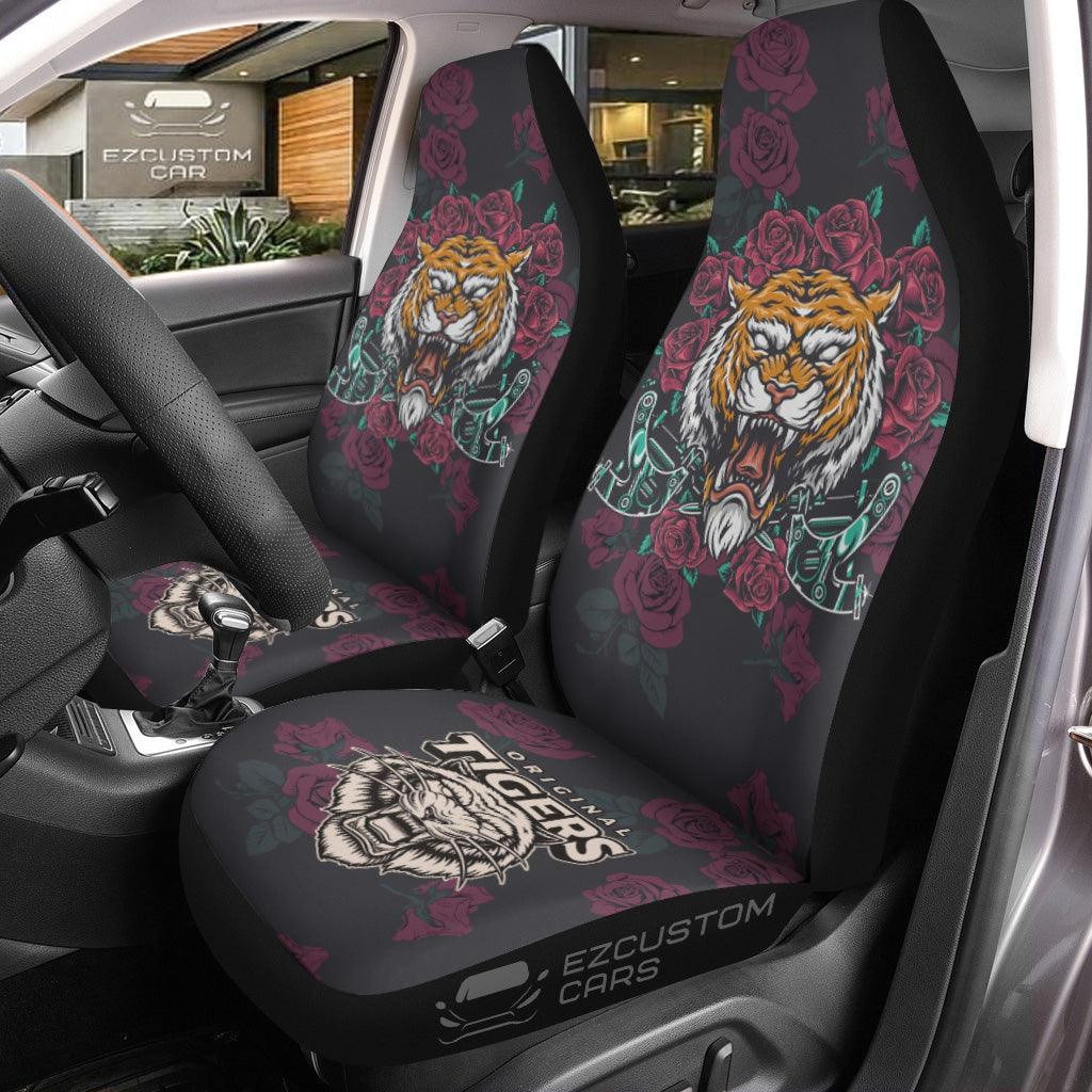 Rose x Tiger Car Seat Covers Custom Tiger Car Accessories