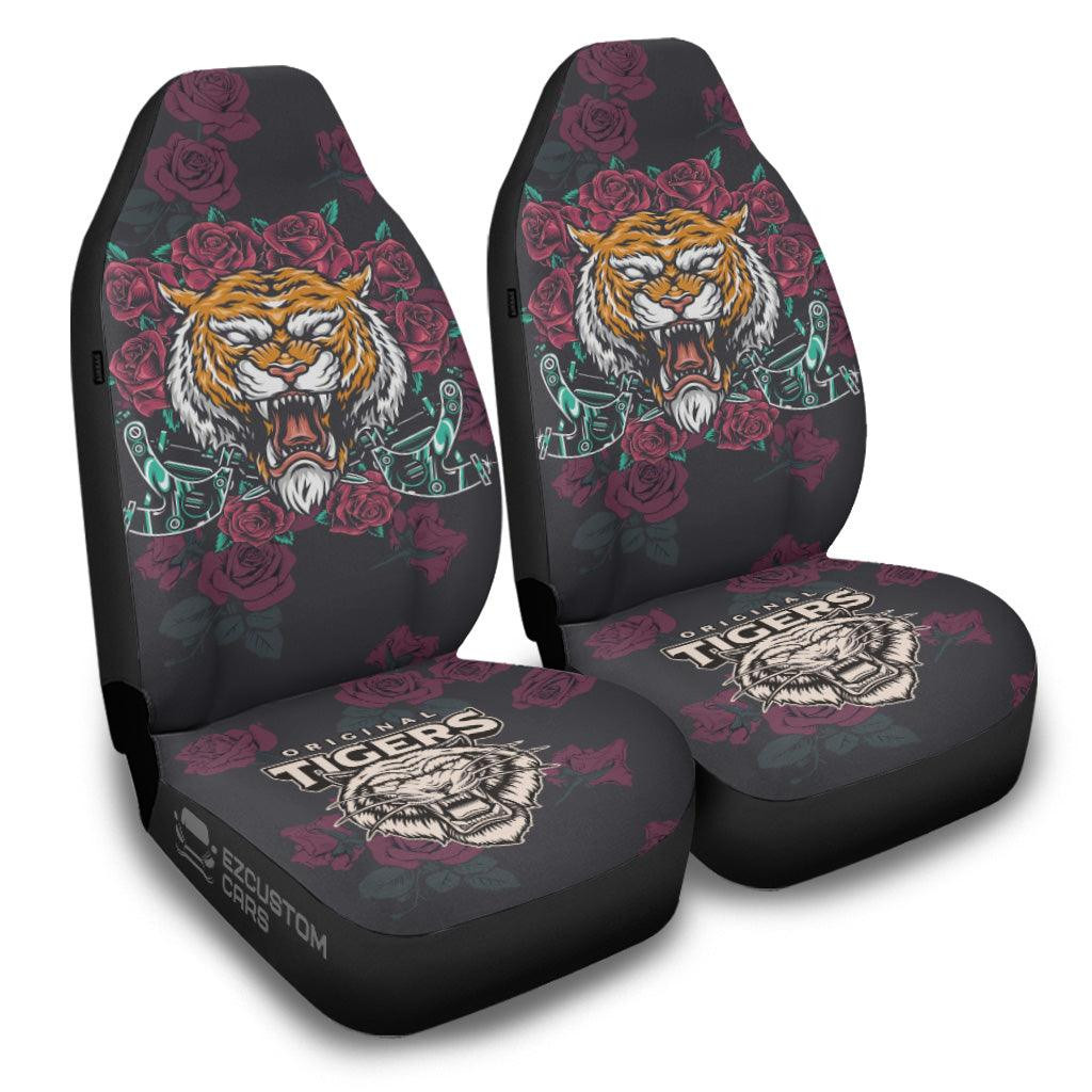 Rose x Tiger Car Seat Covers Custom Tiger Car Accessories