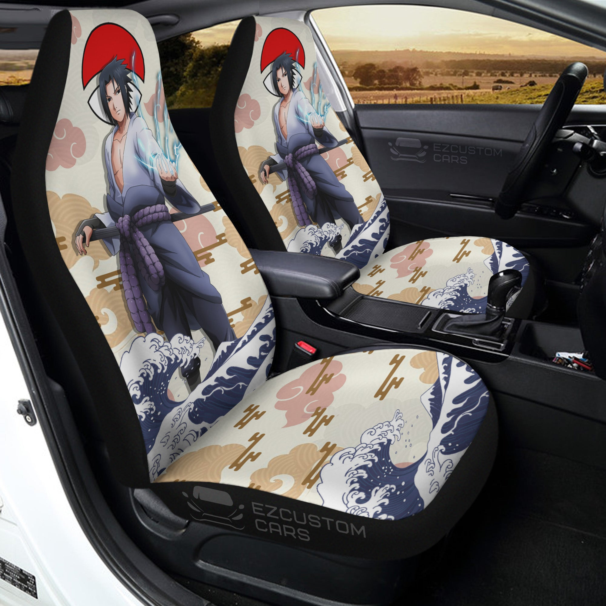 Sasuke Uchiha Car Seat Covers Custom for Naruto Anime Car Decor