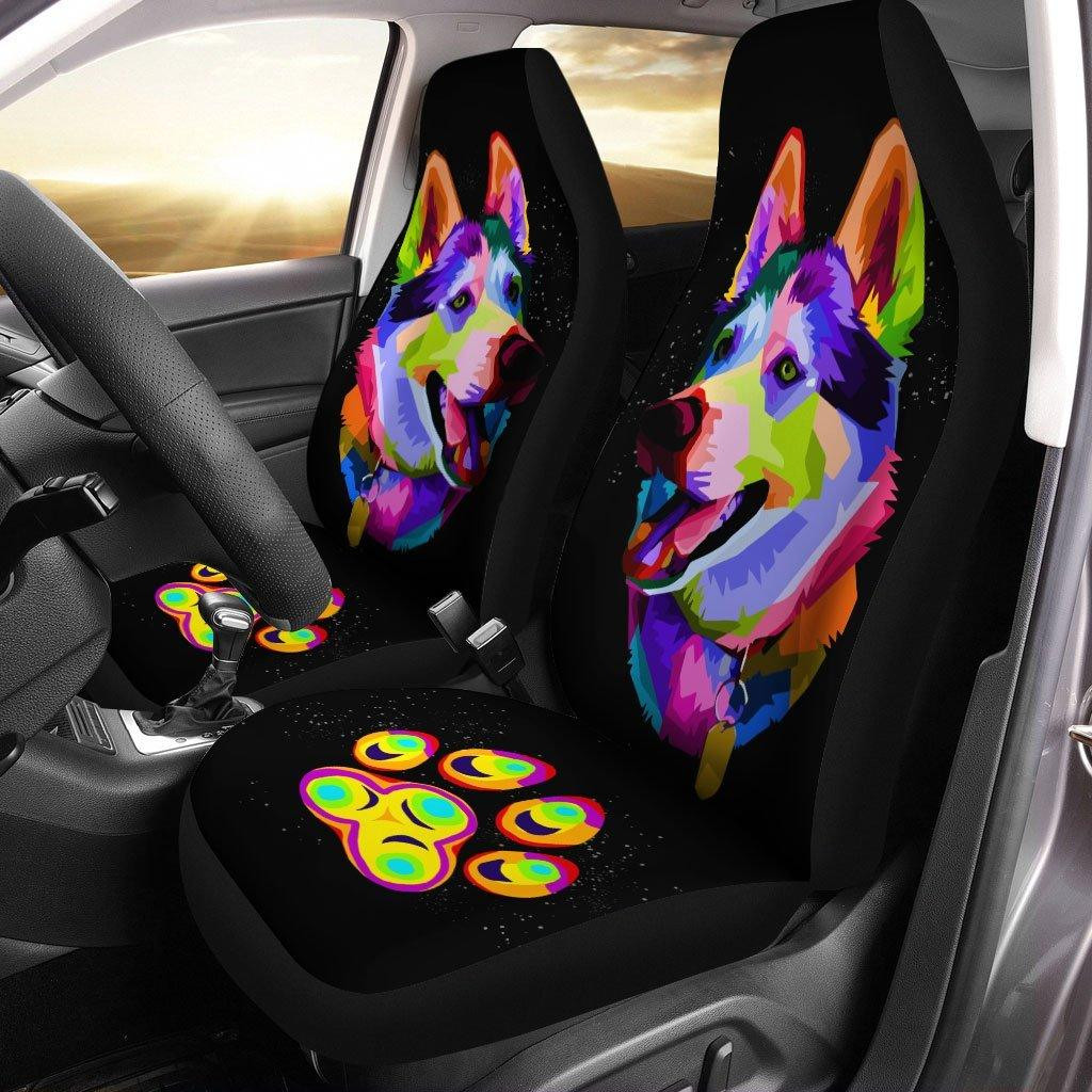 Siberian Husky Abstract Custom Car Seat Covers