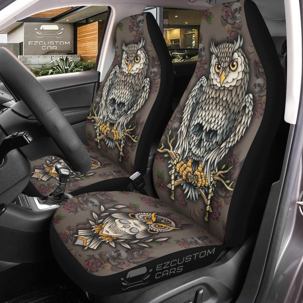 Skull and Owl Car Seat Covers Custom Owl Car Accessories