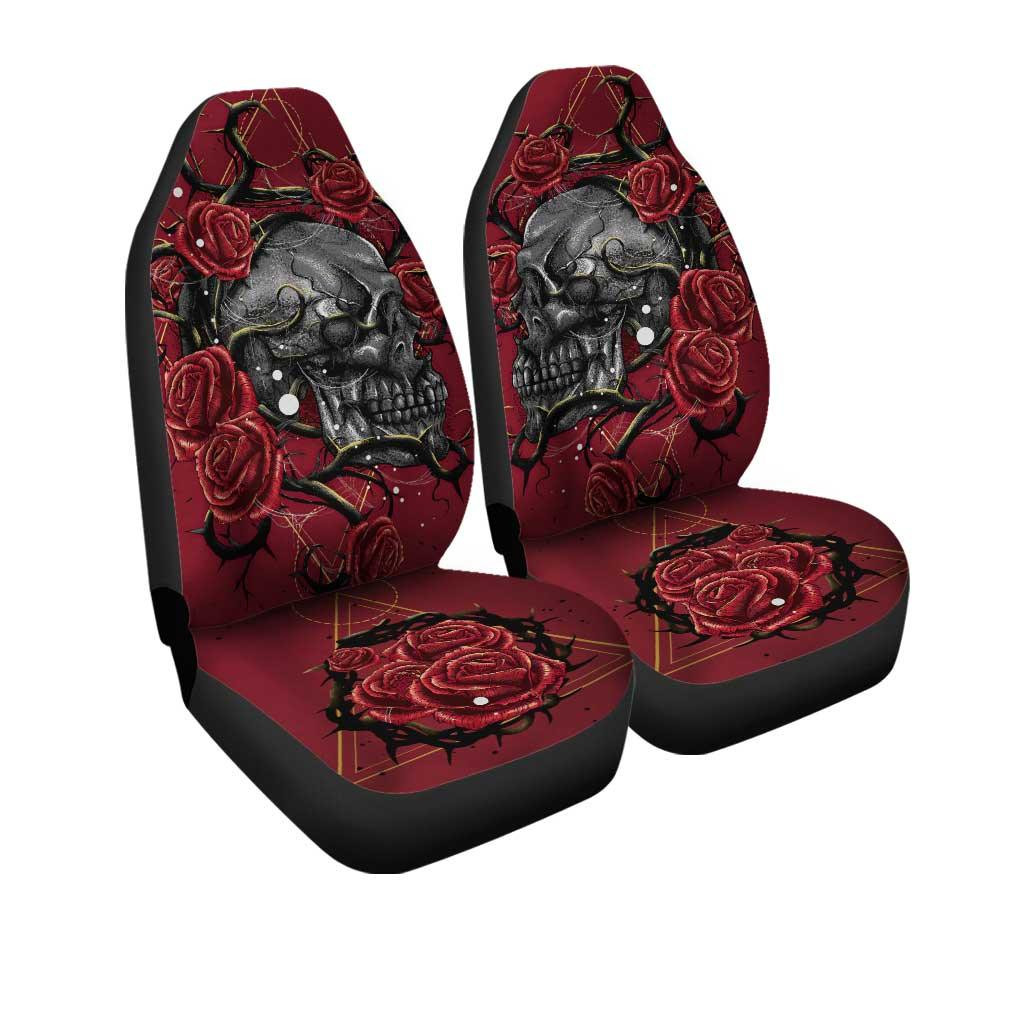 Gothic Skull Rose Car Seat Covers Printed Car Accessories