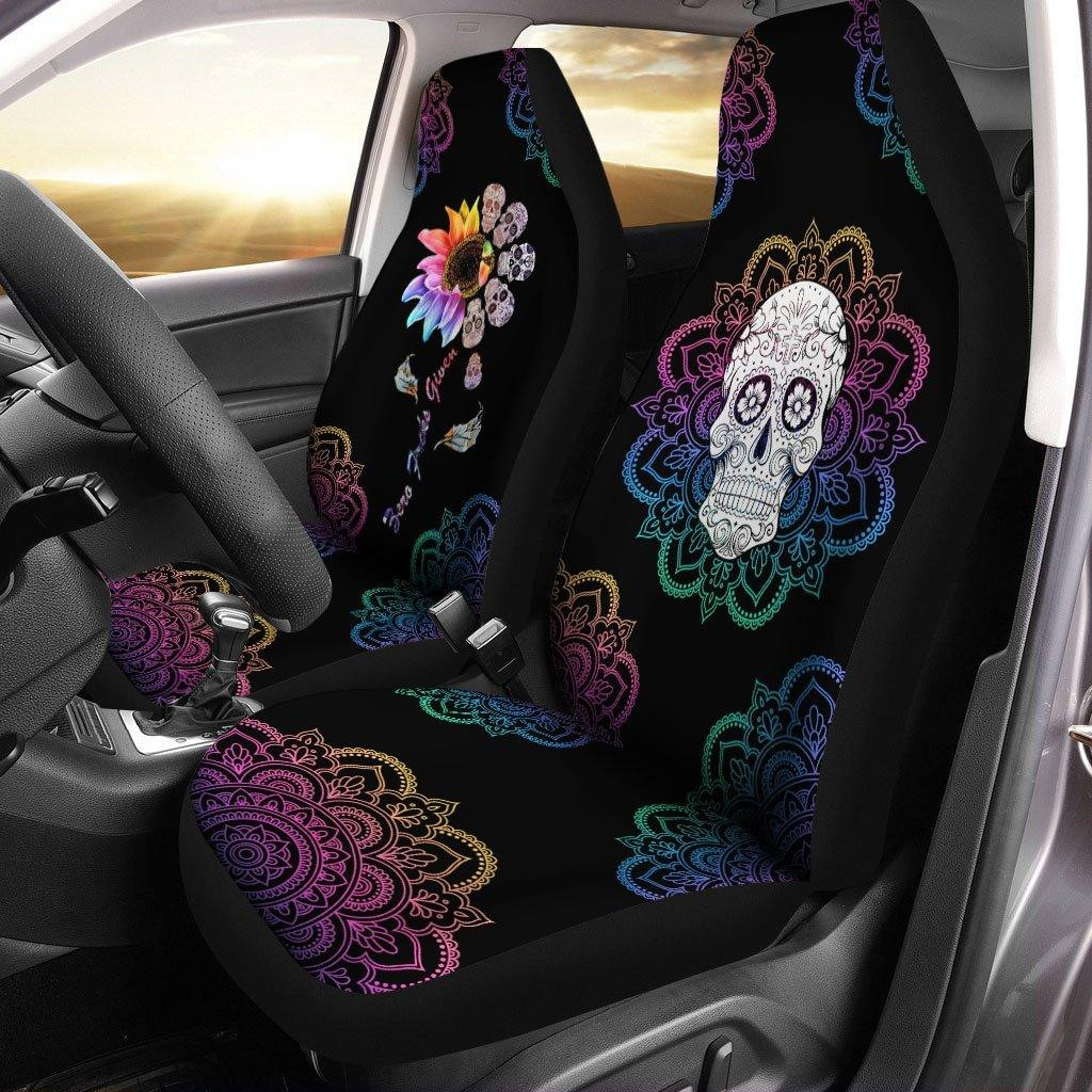 Skull Mandala Flower Car Seat Covers