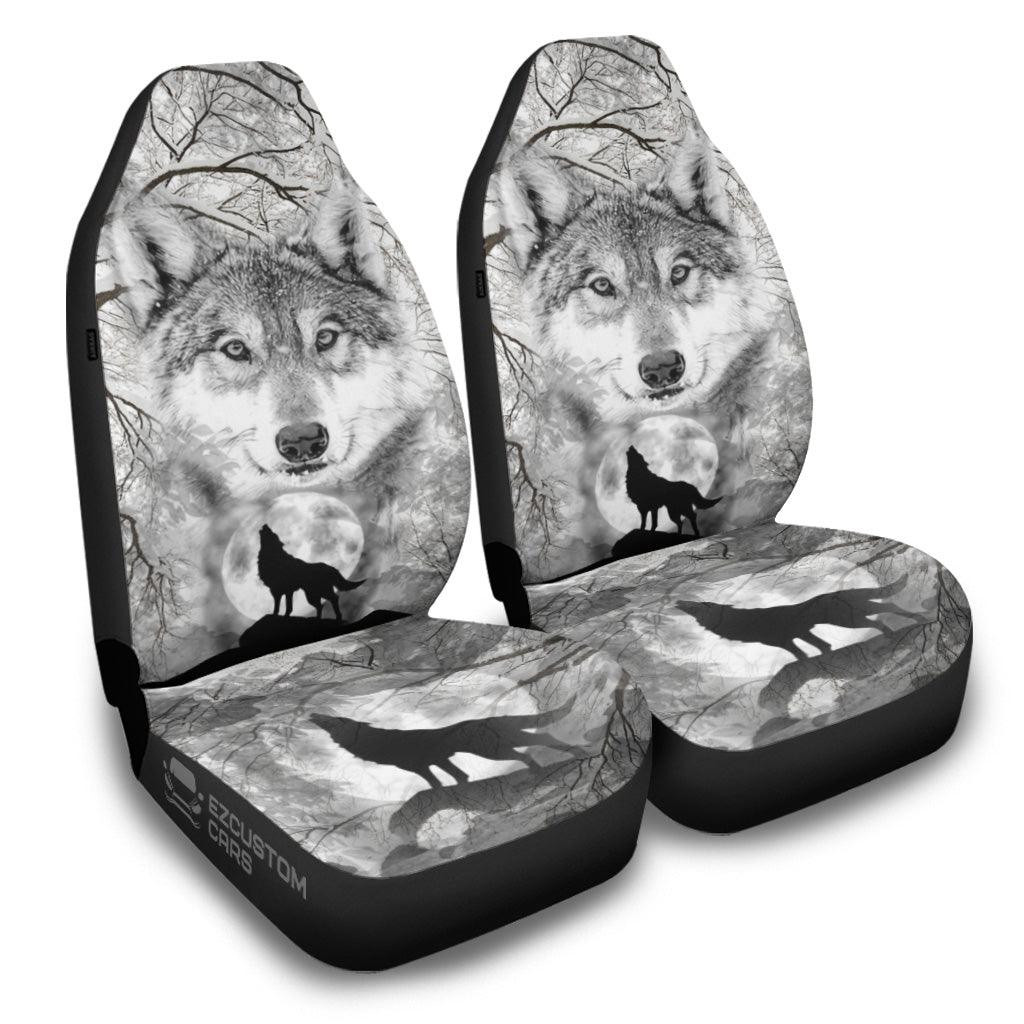 Snow Wolves Car Seat Covers Custom Animal Car Accessories
