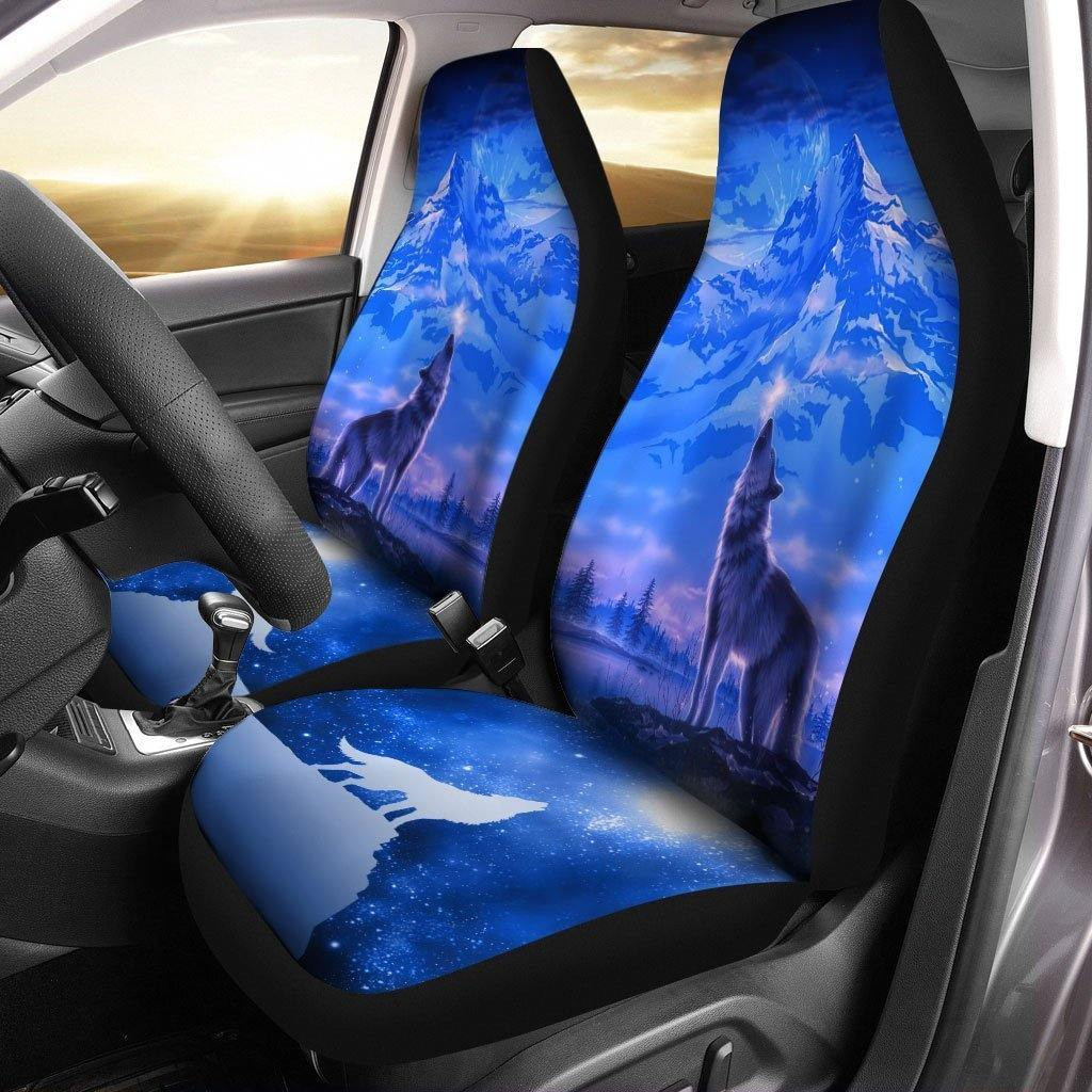 Snowy Mountain Wolf Car Seat Covers