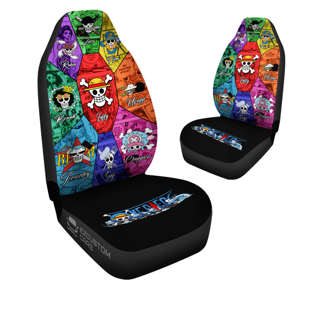 Straw Hat Pirates Symbol Car Seat Covers Custom for One Piece Anime Car Decor