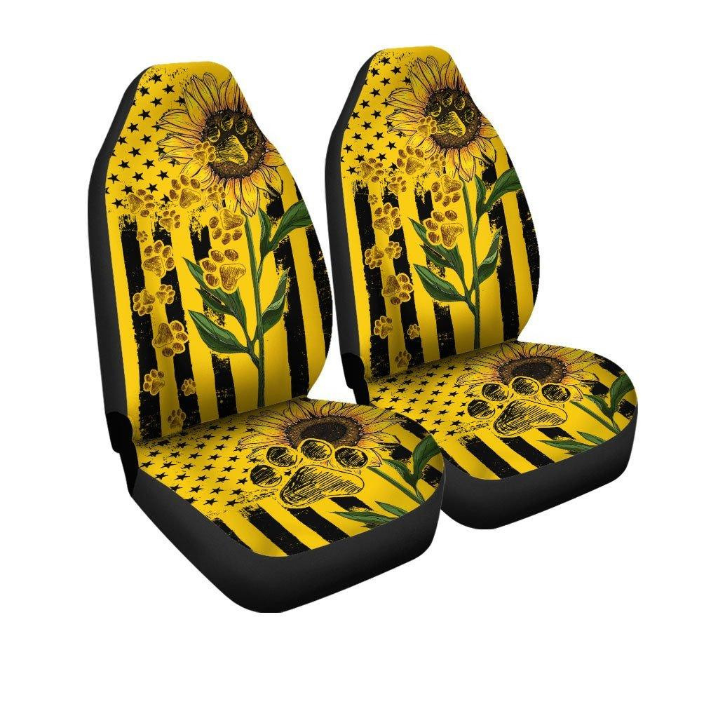 Sunflower Dog Paw American Flag Car Seat Covers