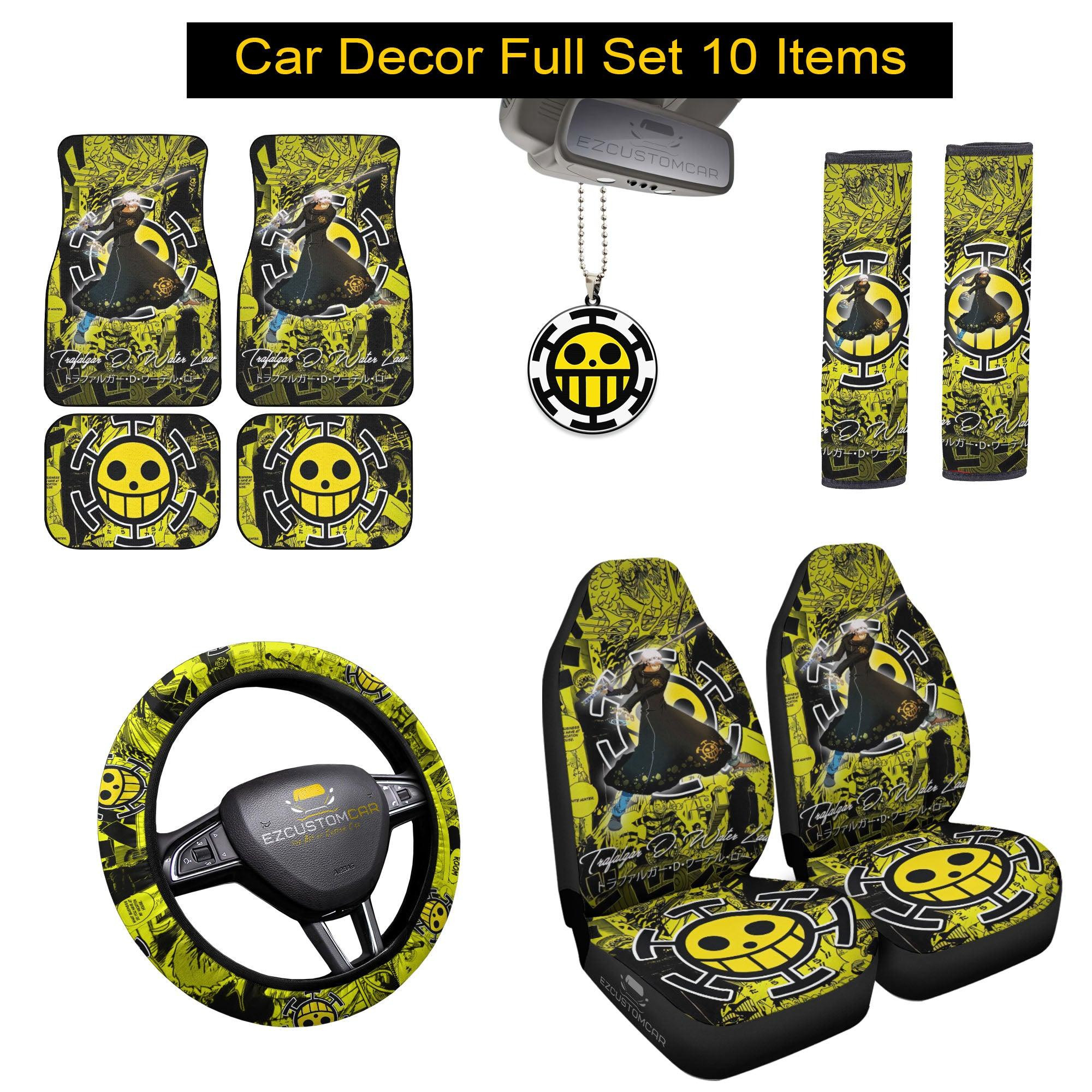 Trafalgar Law One Piece Car Mats x Car Seat Covers Set Anime Car Decoration