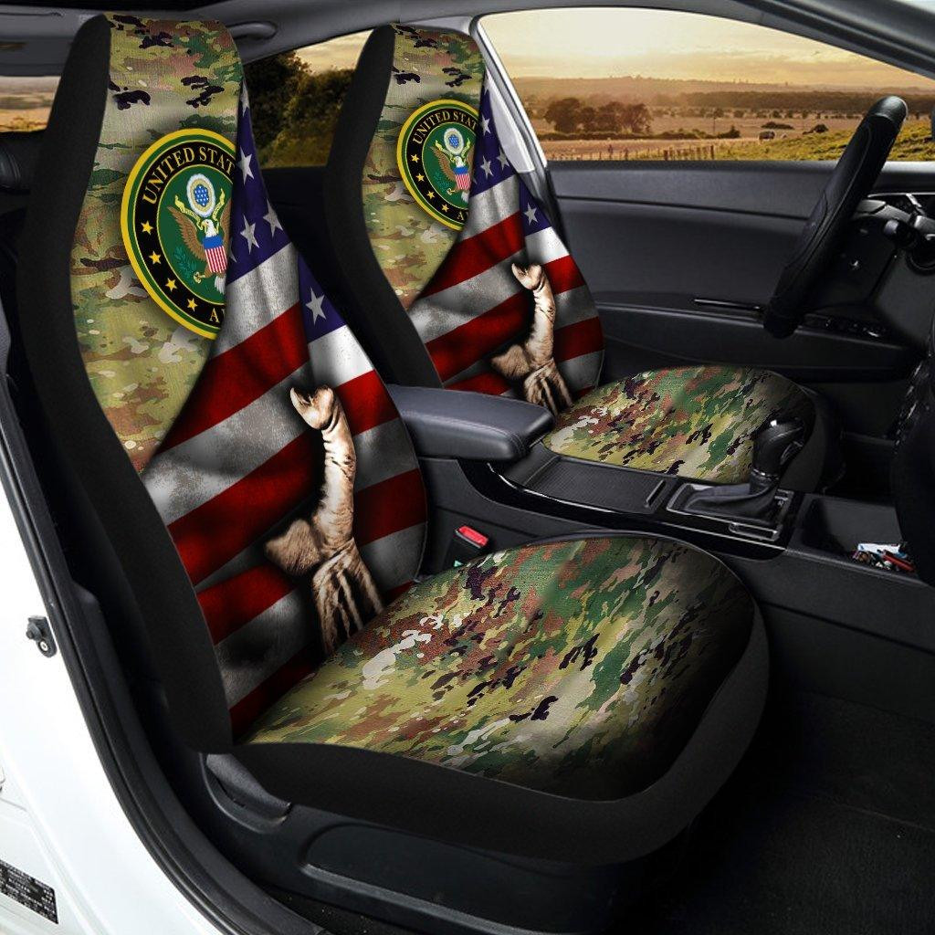 US Army Behind Flag Car Seat Covers