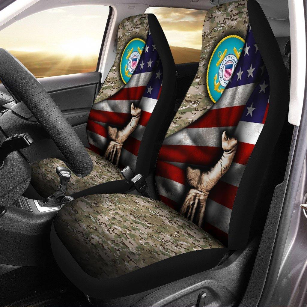 US Coast Guard Behind Flag Car Seat Covers