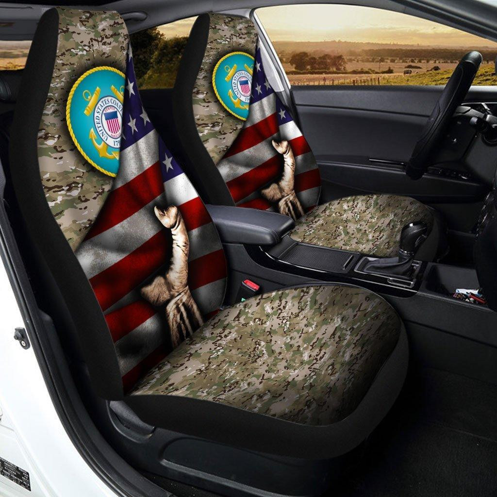 US Coast Guard Behind Flag Car Seat Covers