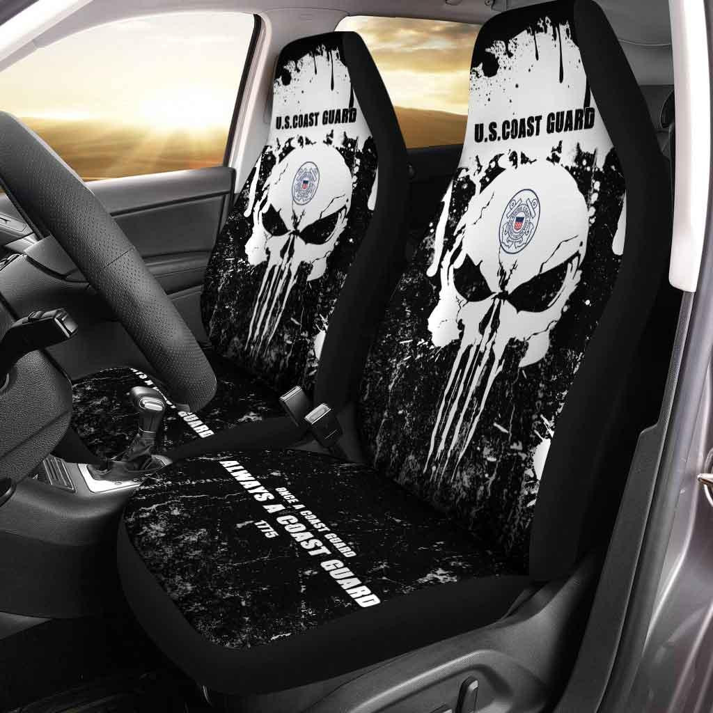 US Coast Guard Custom Car Seat Covers Grunge Skull