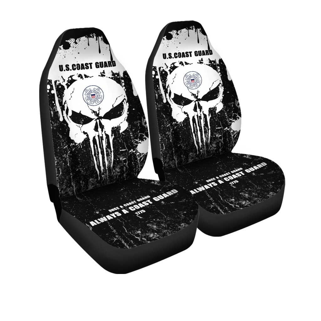 US Coast Guard Custom Car Seat Covers Grunge Skull