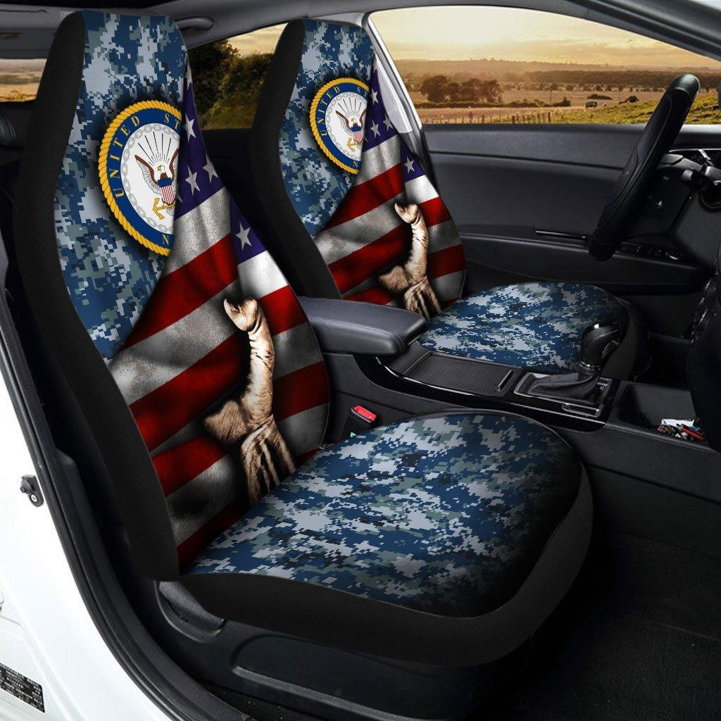 US Navy Behind Flag Car Seat Covers