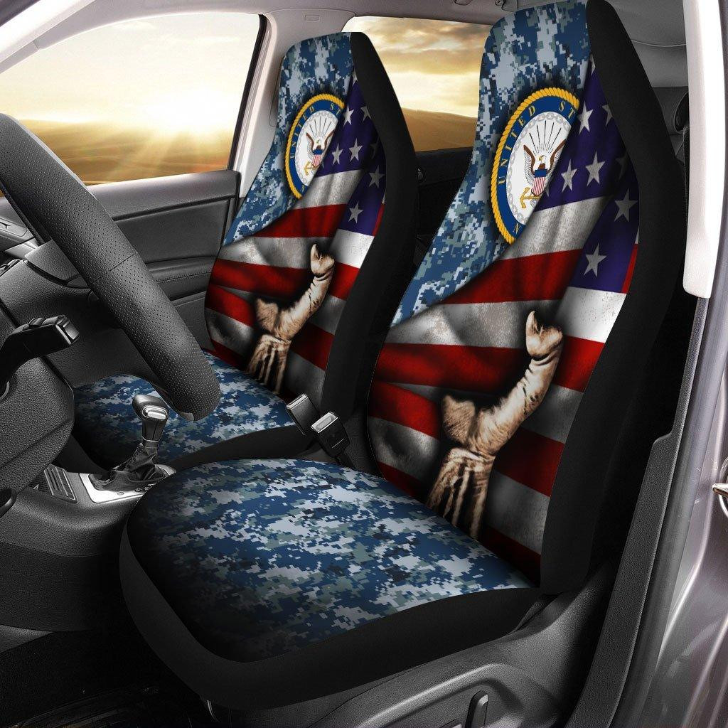 US Navy Behind Flag Car Seat Covers