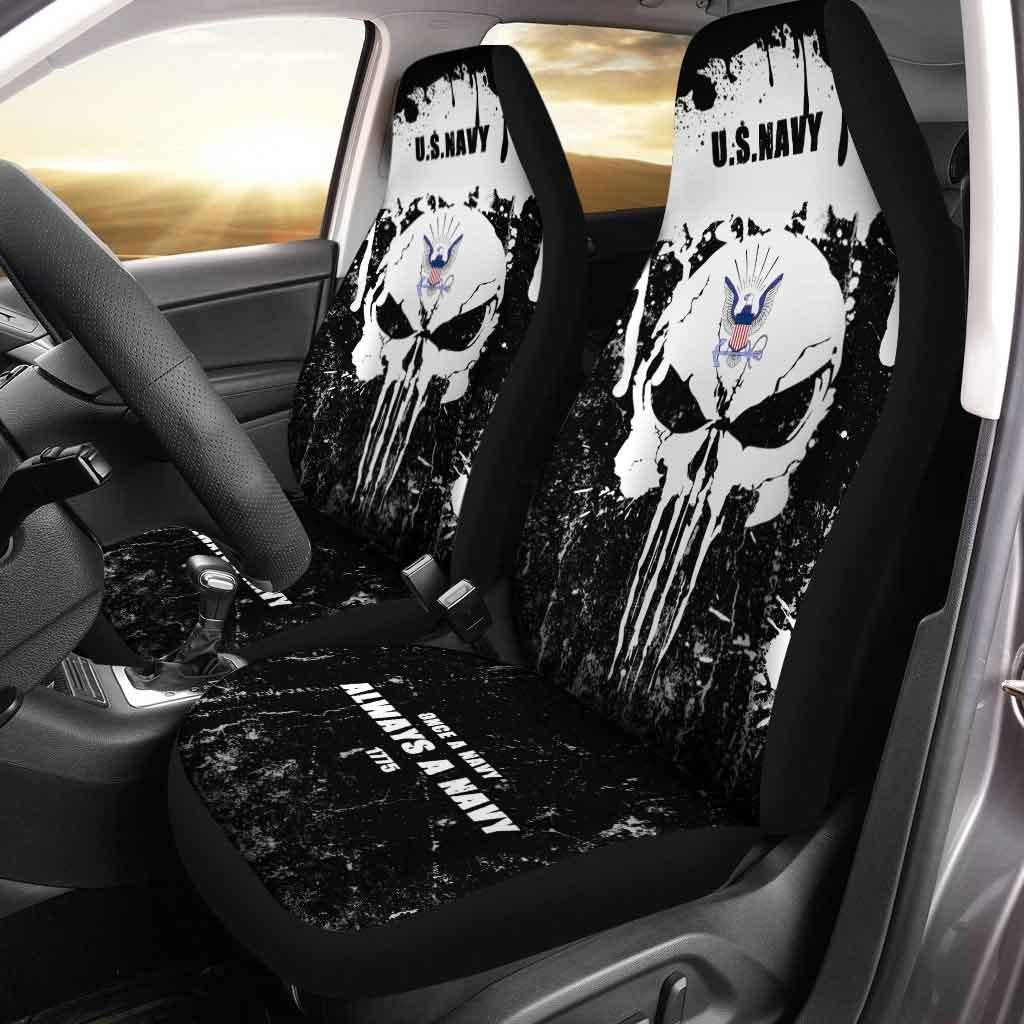 US Navy Custom Car Seat Covers Grunge Skull
