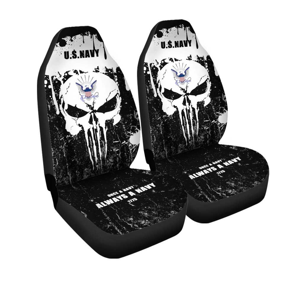 US Navy Custom Car Seat Covers Grunge Skull