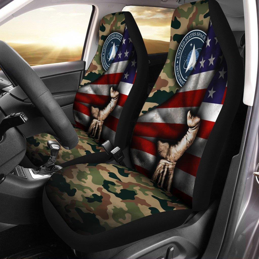 US Space Force Behind Flag Car Seat Covers