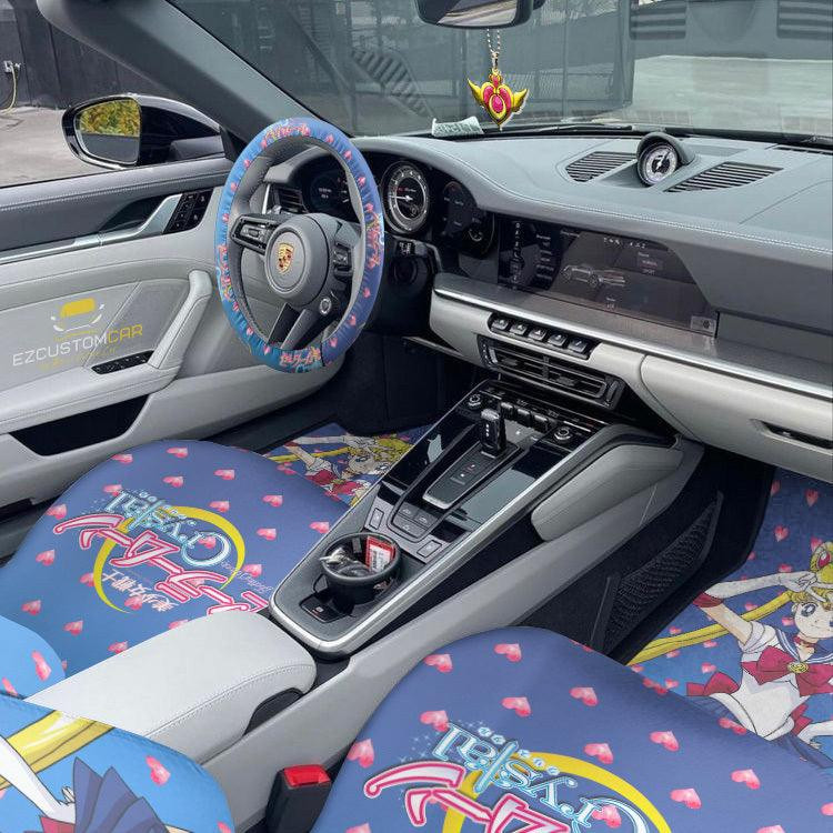 Usagi Tsukino Sailor Moon Car Mats x Car Seat Covers Set Anime Car Decoration