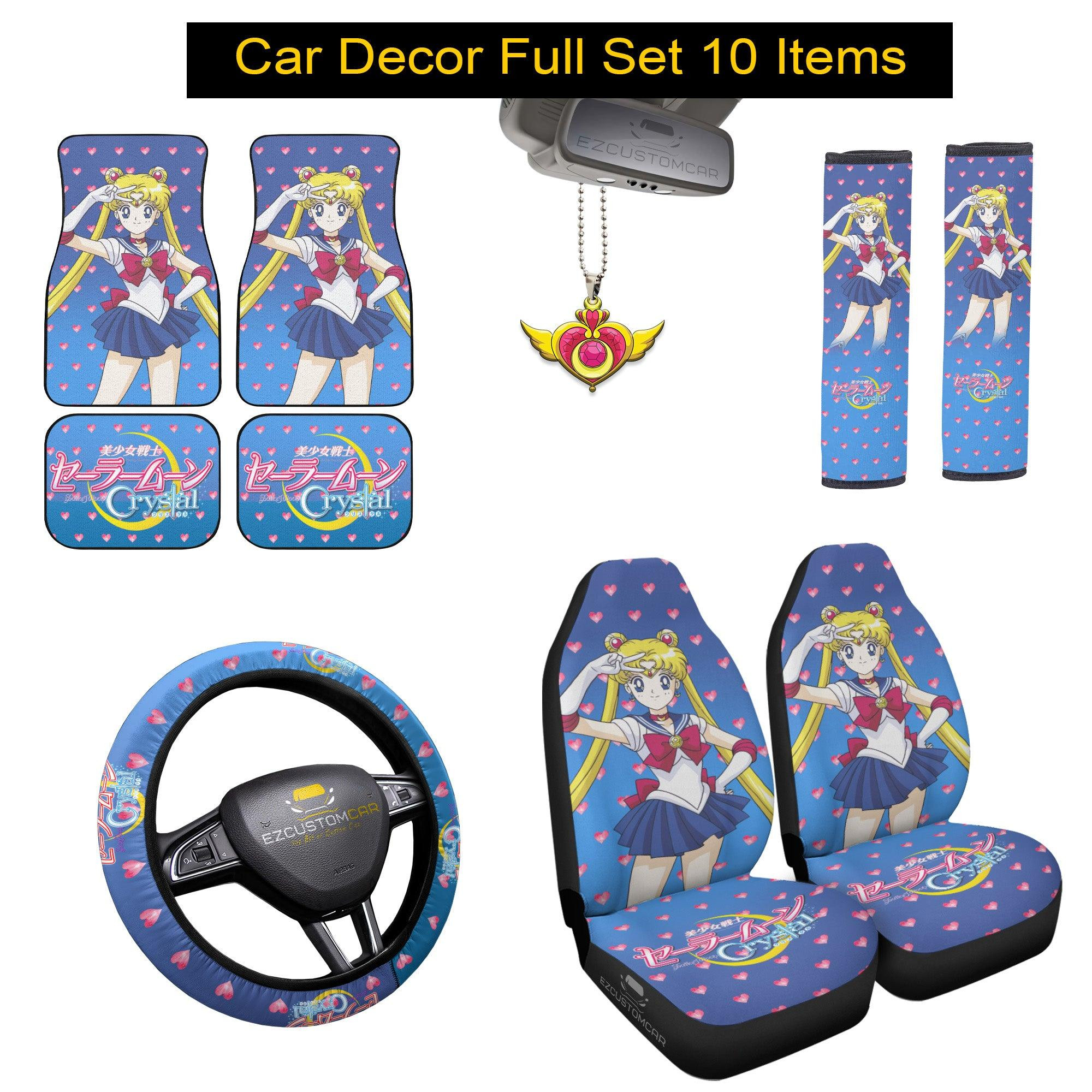Usagi Tsukino Sailor Moon Car Mats x Car Seat Covers Set Anime Car Decoration