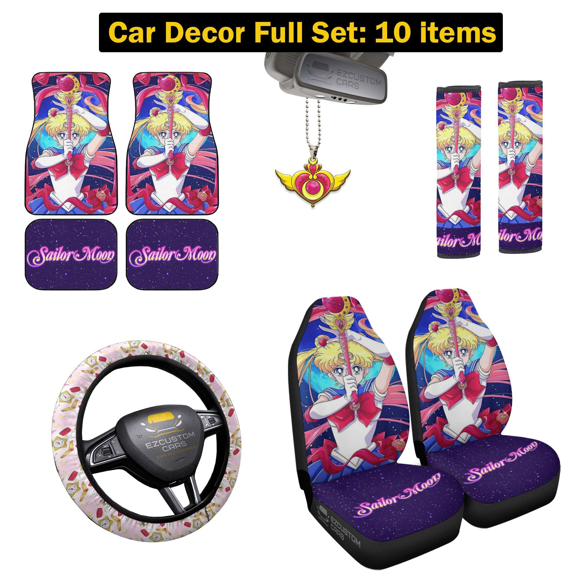 Usagi Tsukino Sailor Moon Car Mats x Car Seat Covers Set Anime Car Decoration