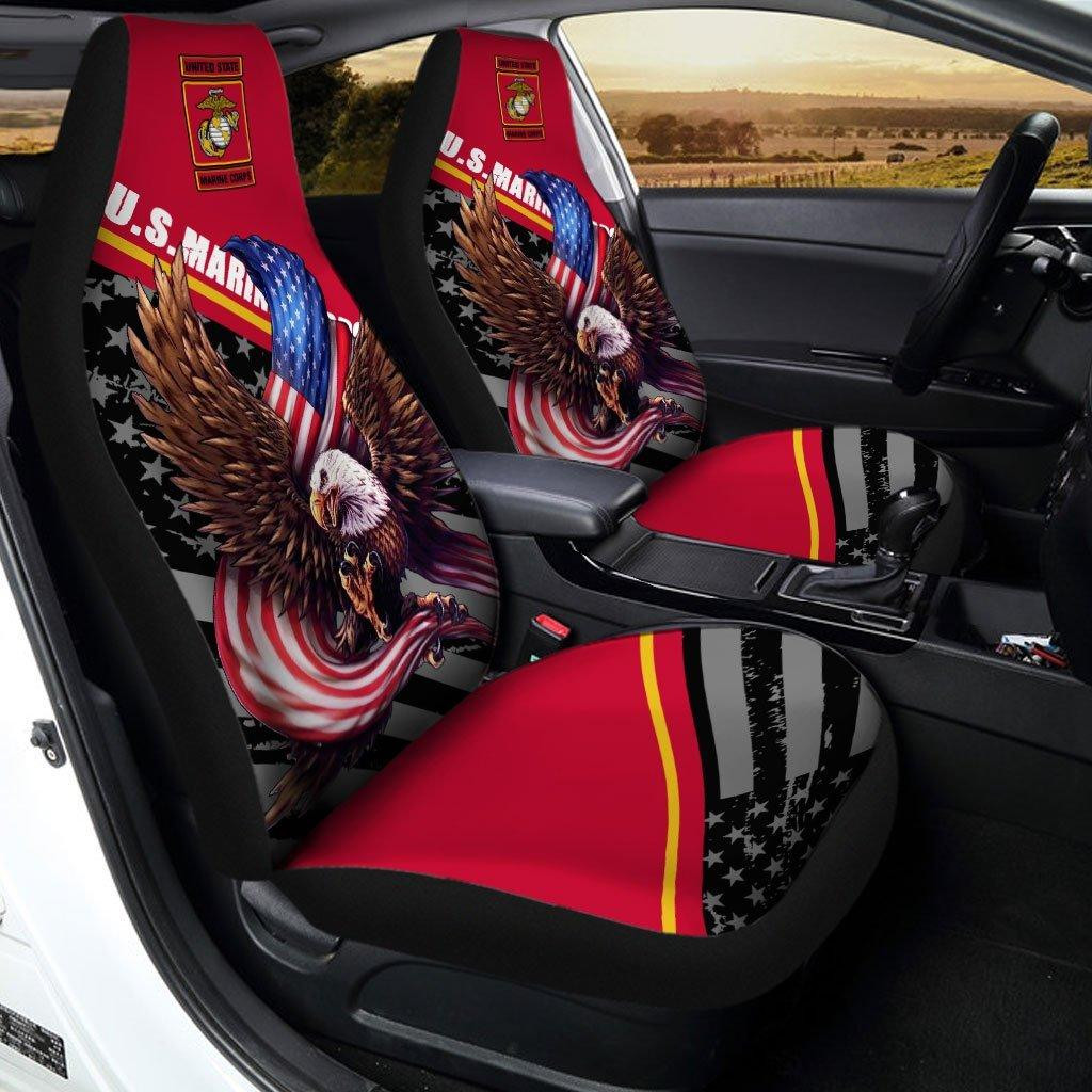 USMC Car Seat Covers Bald Eagle American Flag US Marine Corps