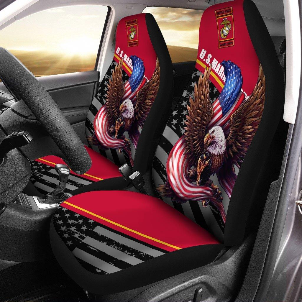 USMC Car Seat Covers Bald Eagle American Flag US Marine Corps