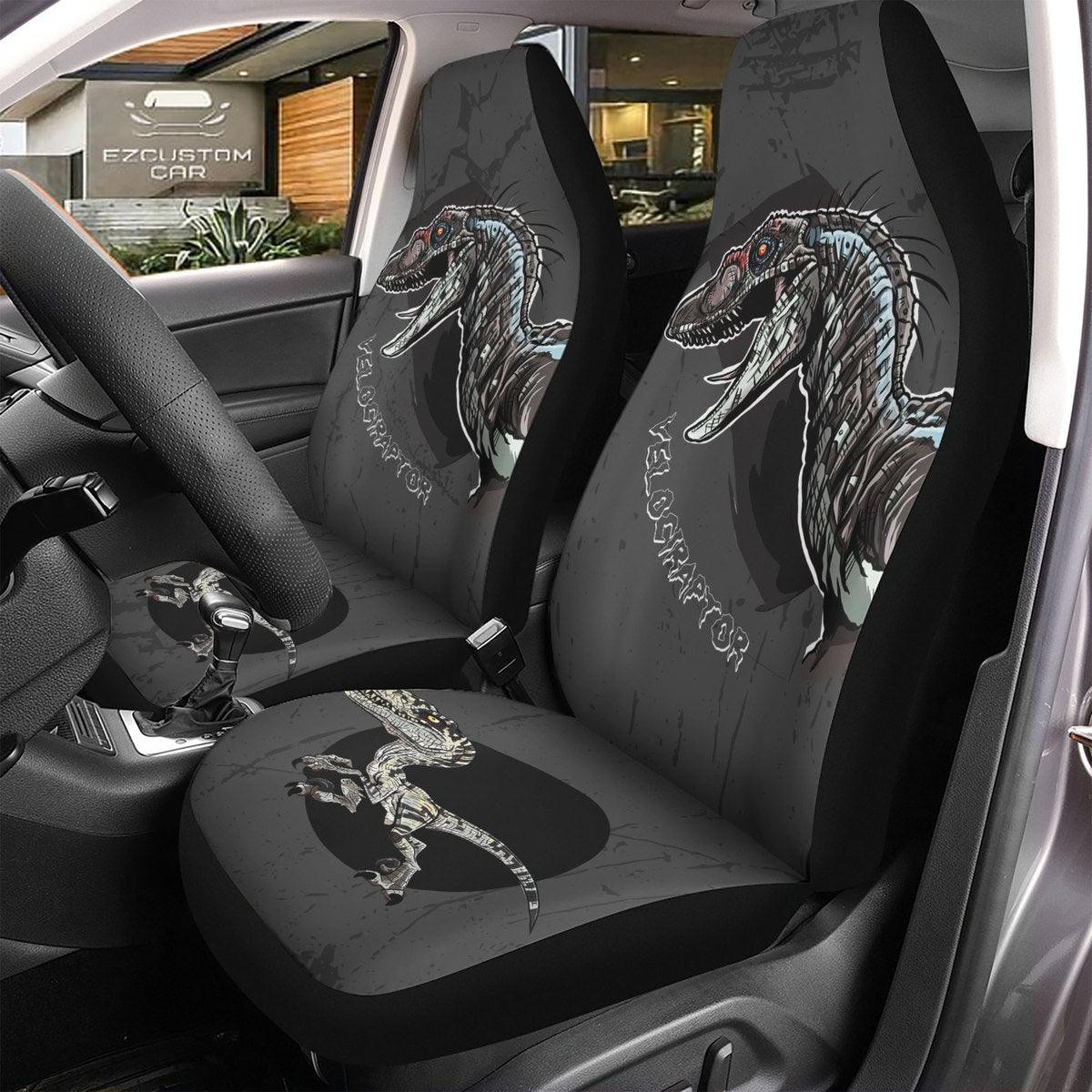 Velociraptor Pattern Car Seat Covers Custom Dinosaur Car Accessories