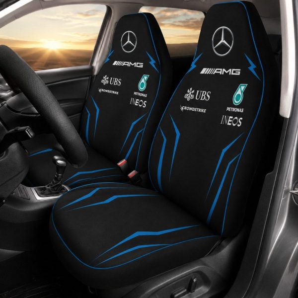 Black Blue AMG Petronas Car Seat Covers