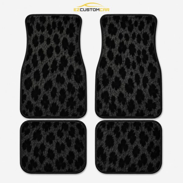 Black Printed Cheetah Car Floor Mats