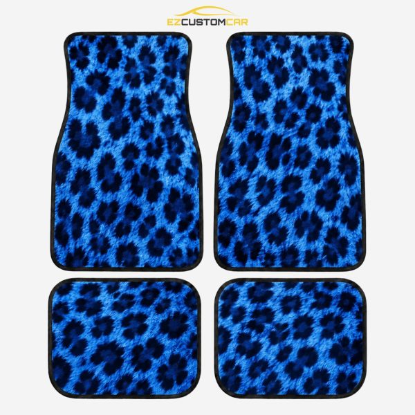 Blue Printed Cheetah Car Floor Mats