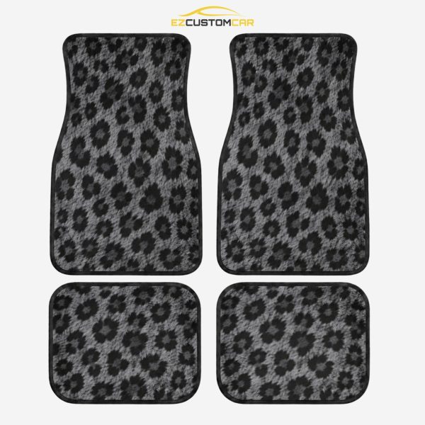 Dark Grey Printed Cheetah Car Floor Mats