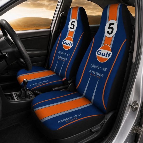 Derek Bell No. 5 Gulf K8 Spyder Inspired Car Seat Covers