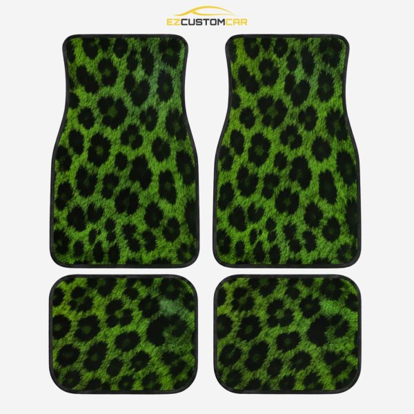 Green Printed Cheetah Car Floor Mats