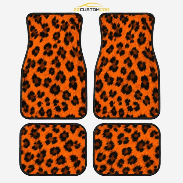 Orange Printed Cheetah Car Floor Mats