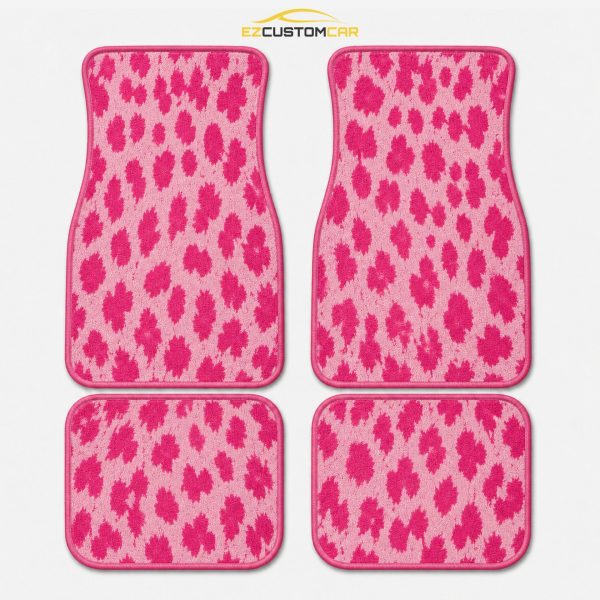 Pink Printed Cheetah Car Floor Mats