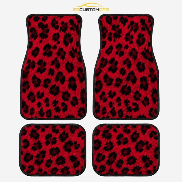 Red Printed Cheetah Car Floor Mats