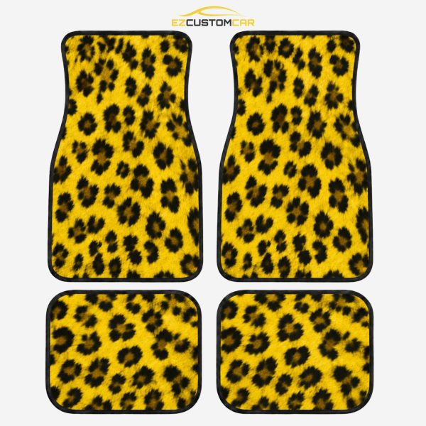 Yellow Printed Cheetah Car Floor Mats